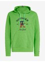 Světle zelená pánská mikina Tommy Hilfiger Curved Monogram Hoody - Pánské