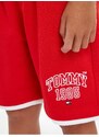 Červené klučičí kraťasy Tommy Hilfiger Tommy Varsity Sweatshorts - Kluci