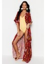 Trendyol Ethnic Patterned Belted Maxi Woven Kimono & Kaftan