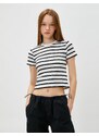 Koton Crop T-Shirt Crew Neck Short Sleeve Viscose Blend.