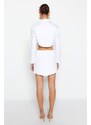Trendyol Limited Edition White Stitching Detail Mini Denim Skirt