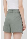 Kraťasy Guess dámské, zelená barva, hladké, high waist