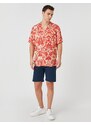 Koton Floral Print Shirt with Short Sleeves Turndown Collar