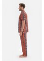 Dagi Claret Red Shirt Collar Striped Knitted Pajamas Set