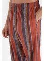 Dagi Claret Red Shirt Collar Striped Knitted Pajamas Set