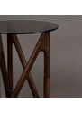 Hnědý skleněný odkládací stolek DUTCHBONE NAIA 40 cm s hnědou podnoží