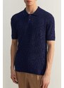 Trendyol Navy Blue Limited Edition Relaxed Short Sleeve Knitwear Polo Neck T-shirt