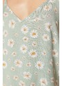 Trendyol Light Green Floral Patterned Undershirt-Shorts Woven Pajama Set