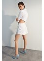 Trendyol Limited Edition White Stitching Detail Mini Denim Skirt
