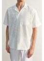 Trendyol Limited Edition White Oversize Brode Block Summer Shirt