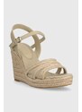 Sandály Tommy Hilfiger ESSENTIAL BASIC WEDGE SANDAL dámské, béžová barva, na klínku, FW0FW07220