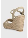 Sandály Tommy Hilfiger ESSENTIAL BASIC WEDGE SANDAL dámské, béžová barva, na klínku, FW0FW07220