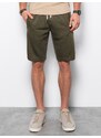 Ombre Clothing Pánské krátké šortky s kapsami - tmavě olivově zelené V16 OM-SRBS-0109