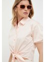 Košile Guess dámská, růžová barva, relaxed, s klasickým límcem