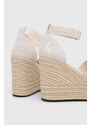 Sandály Calvin Klein Jeans WEDGE SANDAL WIDE SU CON dámské, béžová barva, na klínku, YW0YW00963