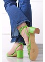 Givana Zelené sandály na hrubém podpatku Valora