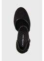 Espadrilky Calvin Klein Jeans WEDGE SANDAL CLOSE TOE ESS dámské, černá barva, na klínku, YW0YW01194