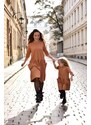 LOVEMADE Souprava šatů s kapsami pro maminku a dceru - karamelová Hnědá