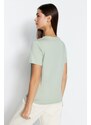 Trendyol Pink-Mint 100% Cotton 2-Pack Basic V-Neck Knitted T-Shirt