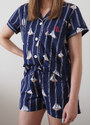 LAUREN Ralph Lauren dámske pyžamo s lodičky - navy/ modrá