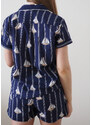 LAUREN Ralph Lauren dámske pyžamo s lodičky - navy/ modrá