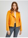 Orsay Oranžová dámská koženková bunda v semišové úpravě - Dámské