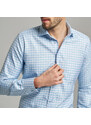 Willsoor Pánská slim fit košile světle modrá s kostičkou 15011