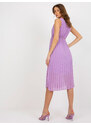 Fashionhunters Světle fialové plisované midi šaty bez rukávů