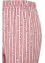 Trendyol Růžové bavlněné pruhované pletené pyžamové kalhoty