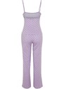 Trendyol Lilac Polka Dot Cotton Undershirt-Pants Knitted Pajama Set