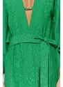 Trendyol Green Belted Maxi Woven Linen Look Kimono & Kaftan