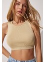 Happiness İstanbul Crew Neck Summer Crop Knitwear 3-Piece Set