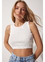 Happiness İstanbul Crew Neck Summer Crop Knitwear 3-Piece Set