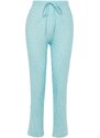 Trendyol Light Blue Floral Knitted Cotton Pajamas Bottoms