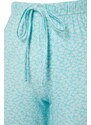 Trendyol Light Blue Floral Knitted Cotton Pajamas Bottoms