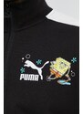 Bavlněná mikina Puma X SPONGEBOB pánská, černá barva, s potiskem