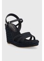 Sandály Tommy Hilfiger ESSENTIAL BASIC WEDGE SANDAL dámské, tmavomodrá barva, na klínku, FW0FW07220