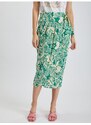 Orsay Krémovo-zelená dámská vzorovaná zavinovací midi sukně s příměsí lnu - Dámské