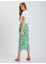 Orsay Krémovo-zelená dámská vzorovaná zavinovací midi sukně s příměsí lnu - Dámské