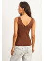 Cool & Sexy Women's Brown Ladder Collar Knitwear Blouse YV83