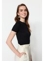 Trendyol Black Half Sleeves Knitted Body Tunic With Snap Fastener