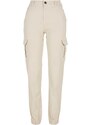 URBAN CLASSICS Ladies High Waist Cargo Pants - whitesand