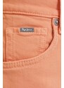 Džínové šortky Pepe Jeans Stella dámské, oranžová barva, hladké, high waist