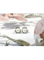 Stříbrné náušnice s perlou uprostřed zirkonové ozdoby - Meucci SP72E