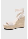 Semišové sandály Calvin Klein Jeans WEDGE SANDAL SU CON MG BTW dámské, béžová barva, na platformě, YW0YW01026