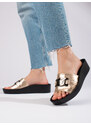 GOODIN Golden women's slippers on the Shelvt platform