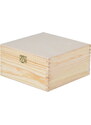 Dřevěná krabička s víkem a zapínáním - 20 x 20 x 15 cm, přírodní