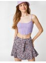 Koton Floral Shorts Skirt with Mini Belt Ruffled Waist.