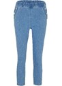 bonprix 7/8 pohodlné strečové kalhoty s pohodlnou pasovkou a ozdobnými knoflíky Modrá