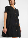 bonprix Halenkové šaty s knoflíkovou lištou Černá